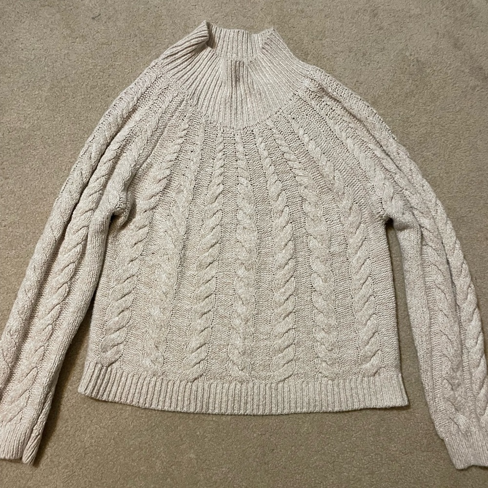 Knox Rose Cream Cable Knit Turtleneck Sweater